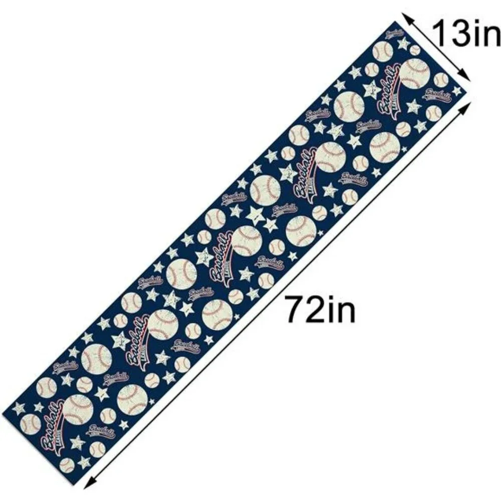 Baseball Table Runner 13x72 Linen Baseball Party Birthday Baby Shower Table Deco